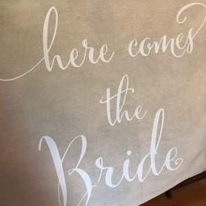 Burlap “Here Comes The Bride” Sign